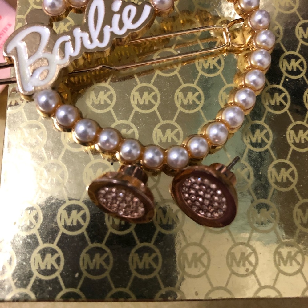 MK earrings with box worn once rose gold color